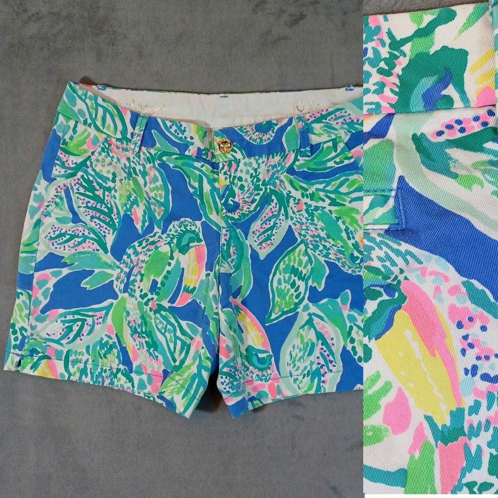 Lilly Pulitzer Shorts Womens Large The Jayne Bermuda Chino Stretch Tropical